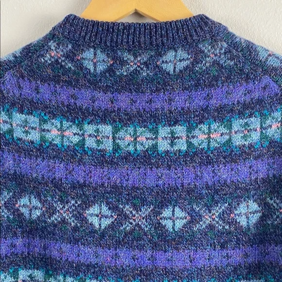 Nordstrom Vintage Scottish Shetland Wool Fair Isle Knit LS Crewneck Sweater - Picture 5 of 14